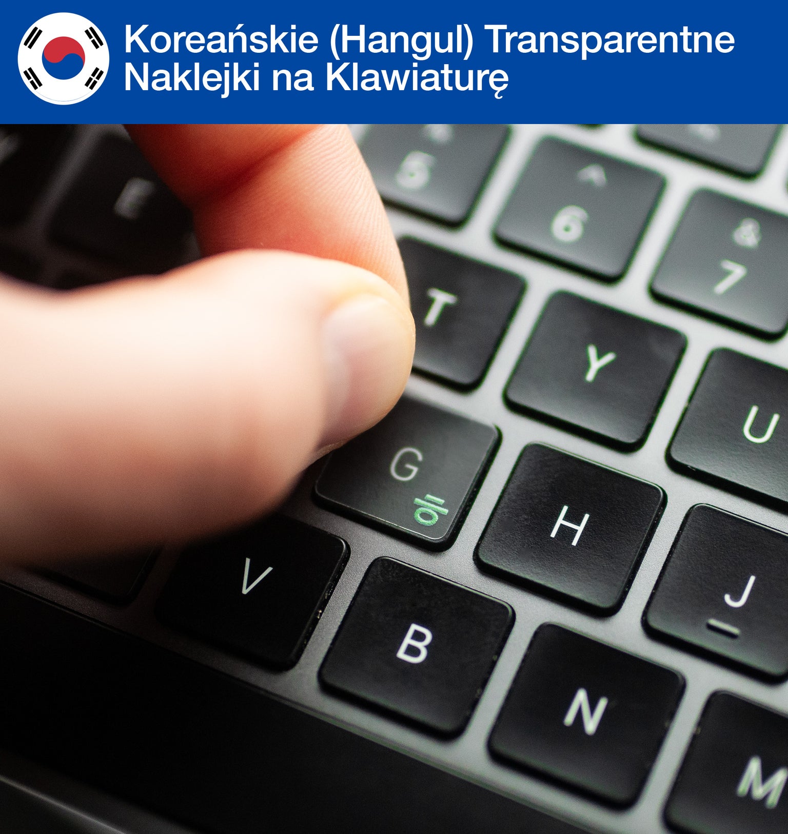 Koreańskie Hangul transparentne naklejki na klawiaturę