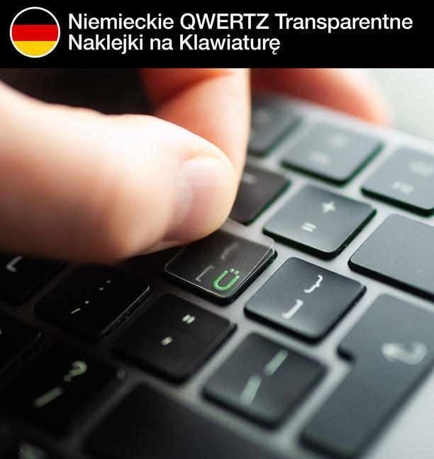 Niemieckie QWERTZ transparentne naklejki na klawiaturę