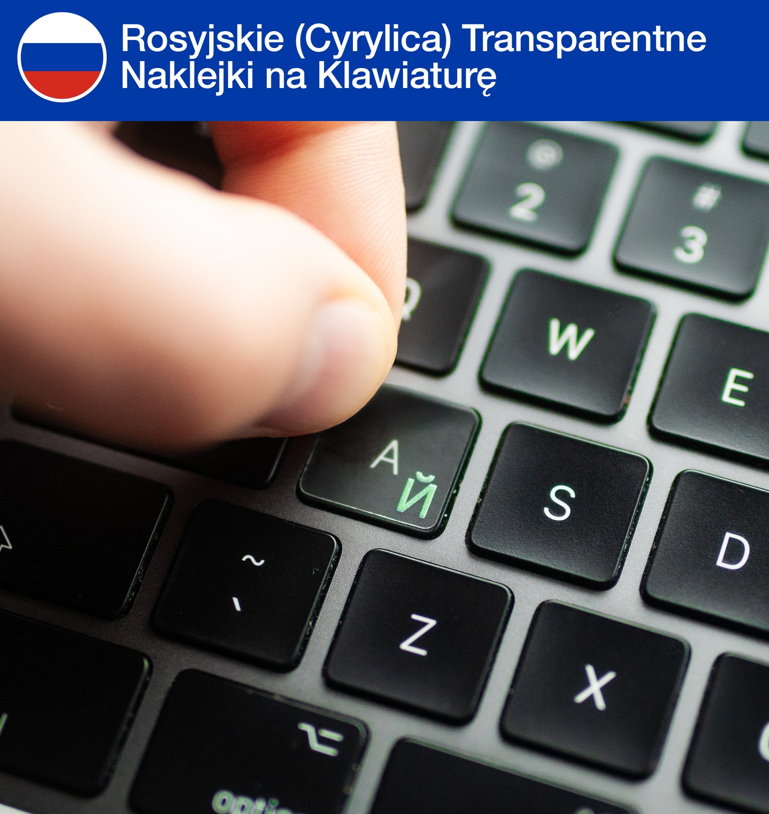 Rosyjskie transparentne naklejki na klawiaturę