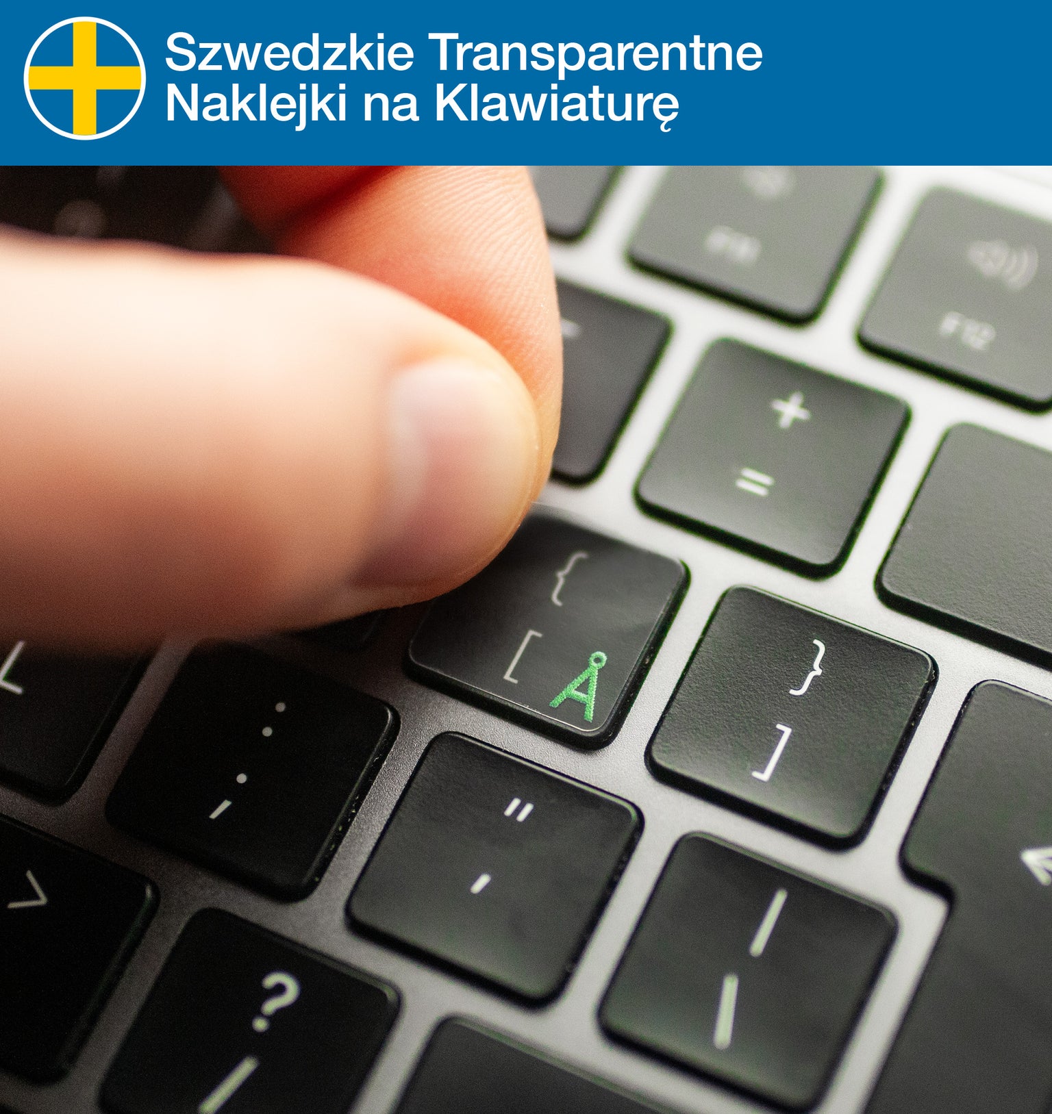 Szwedzkie transparentne naklejki na klawiaturę