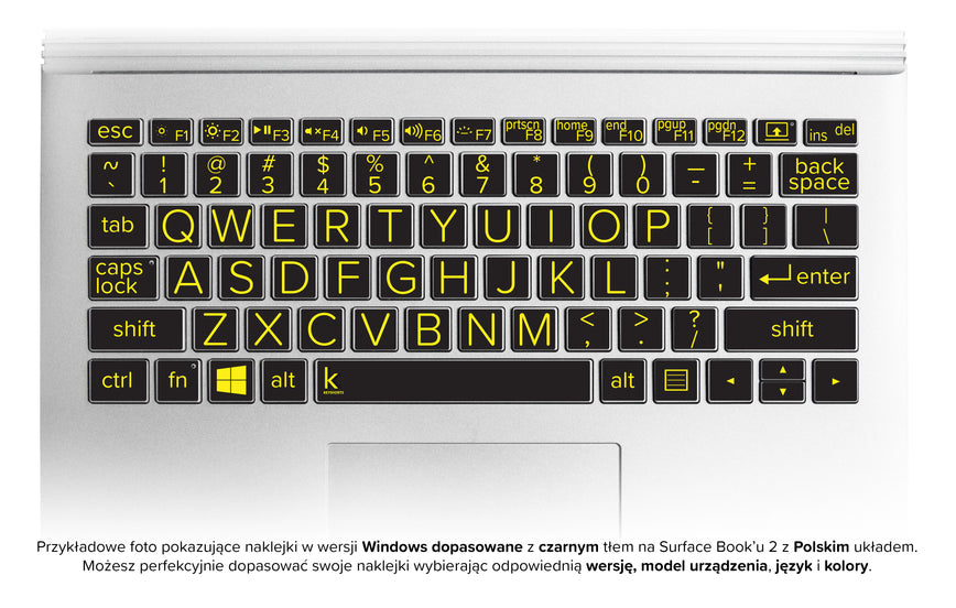 Naklejka na klawiaturę z dużymi literami Windows dopasowane
