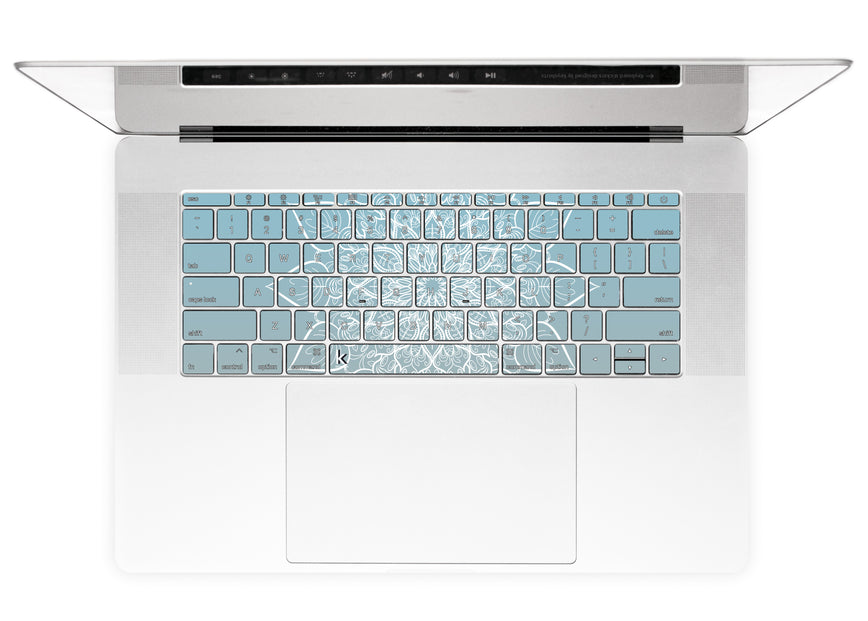 Romantic Gray Blue Mandala Naklejka na Klawiaturę MacBooka