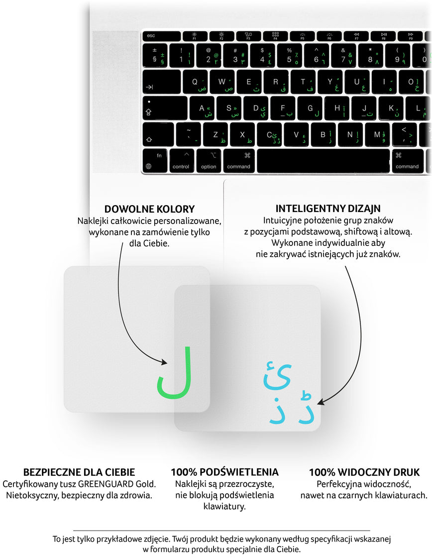 Arabskie transparentne naklejki na klawiaturę